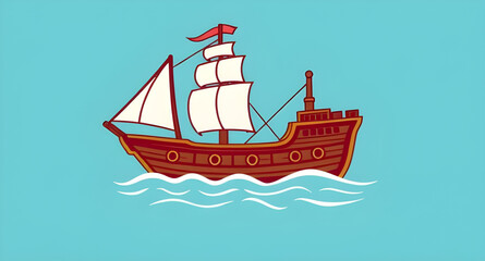 sailboat at sea, ship with sails, nautical ship, marine sailing ship, ship waves, seascape with ship, sea journey ship, tall ship illustration, historical sailing ship, ocean waves with ship, ship sil