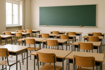 Inspiring Classroom: Education and Learning Environment for Future Generations; use for educational websites, school brochures, and back-to-school promotions.