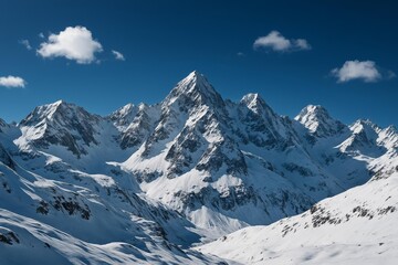 Fototapeta premium Majestic Snow-Capped Mountains Inspiring Adventure and Exploration: Ideal for Travel and Tourism Marketing