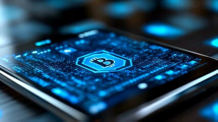 Bitcoin Digital Currency on Screen - Powered by Adobe