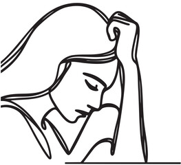 sad woman. Sad silhouette girl in depression and lonely expression