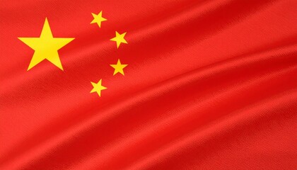 Flag of China with a large yellow star and four smaller stars on a red background.
