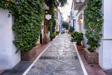 Obraz premium Marbella old town in Andalucia Spain. Streets of Marbella, Spanish typical houses, in the region of Andalucia