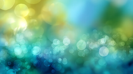 Soft focus glowing circles in blue green and yellow bokeh abstract
