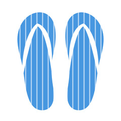 Striped flip flops vector flat illustration. Summer sandals top view isolated
