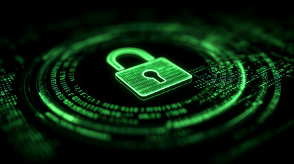 Unlocked Digital Padlock over Binary Rings, representing a breach event, vulnerability exposure, and urgent incident response.
