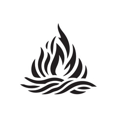 Fiery flame abstract shape silhouette