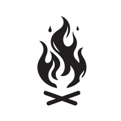 Fiery flame abstract shape silhouette