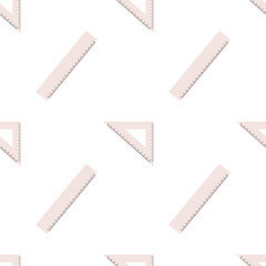 Flat ruler seamless pattern. Beige rulers vector pattern on white background