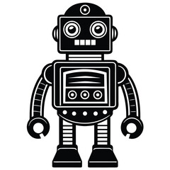 Fototapeta premium Classic toy robot vector illustration. Retro style character isolated on a white background.