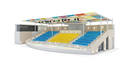A stage with seating render
