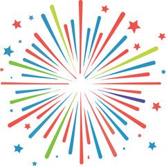 Colorful burst of starbursts and stars ideal for celebrations and festive backgrounds or graphic elements for a dynamic design project