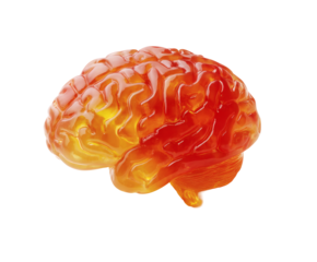 A vibrant, glowing brain illustration, symbolizing intelligence and thought.