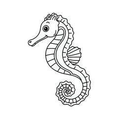 Fototapeta premium Black and white seahorse illustration for coloring pages 