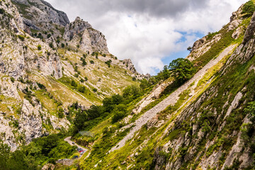 Paisaje en Poncebos, Picos de Europa.	