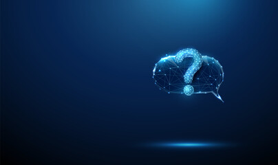 Question mark inside a speech bubble. Communication, support, knowledge exchange, customer service,  chatbots, learning, problem solving, intelligent assistants concept.