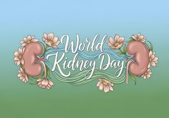 World kidney day celebration artwork featuring floral and organ design for health awareness campaigns