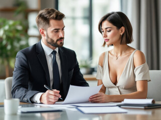 Business Partners Reviewing Contract Documents