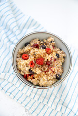 Steel Cut Oats Served with Fresh Raspberries and Blueberries