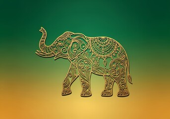 Fototapeta premium Ornate elephant design on gradient background for decorative art projects and cultural celebrations