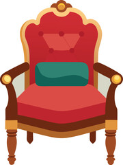 vintage wooden armchair vector upholstered cushion