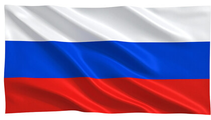 Naklejka premium Waving flag of Russia, a national symbol of the country, with a realistic texture against a white background