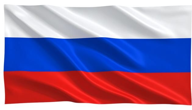 Waving flag of Russia, a national symbol of the country, with a realistic texture against a white background
