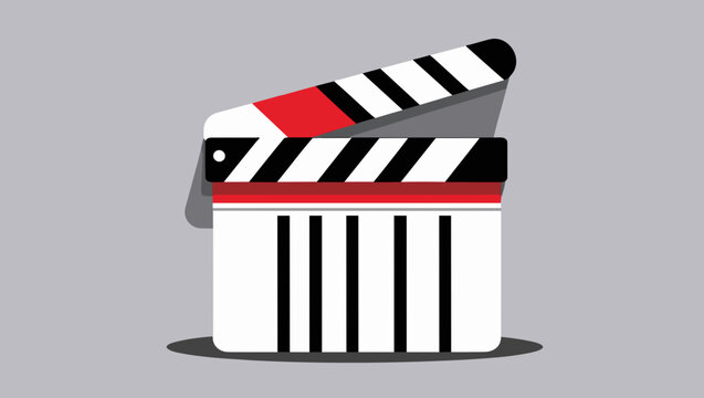 Film clapperboard with classic design on gray background