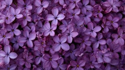 Fototapeta premium Delicate purple lilac blossoms with water droplets flowers floral
