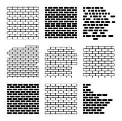 Brick patterns vector set graphic design elements wall texture