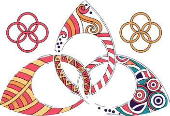 Obraz premium Abstract Geometric Shapes Design Featuring Red Green Blue Yellow and Cyan Colors on Transparent Background