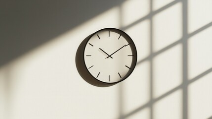 Minimalist wall clock with window shadows