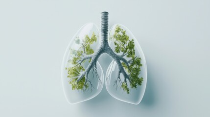 Lung anatomy with tree-filled airways