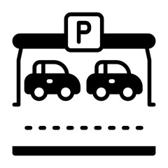 Covered parking Semi Solid Vector Icon