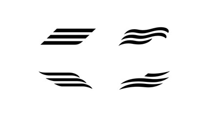 Fototapeta premium Four black abstract wing symbols minimalist