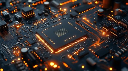 Obraz premium Microchip CPU Tech Circuit Board.