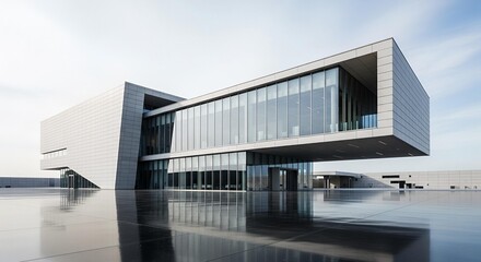 Fototapeta premium Modern architectural marvel reflected in water