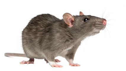  gray rat isolated on transparent background 