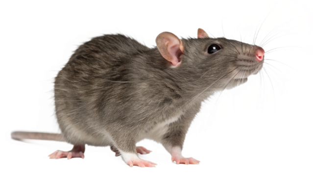  gray rat isolated on transparent background 