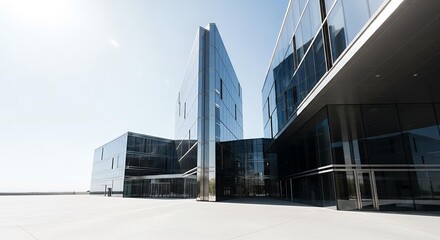 Obraz premium Modern architecture with reflective glass facade