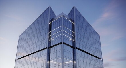 Modern skyscraper with geometric facade