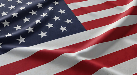 Fototapeta premium Close up view of a waving american flag with stars and stripes in a patriotic display of freedom