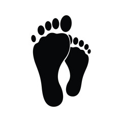 Black silhouette of adult and child footprints family togetherness footprints in the sand vector illustration design element