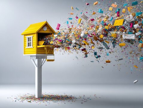 Bursting Yellow Mailbox, Dynamic Message Overflow, Communication and Newsletter