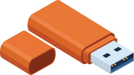 Orange usb drive flash memory storage device data transfer tool