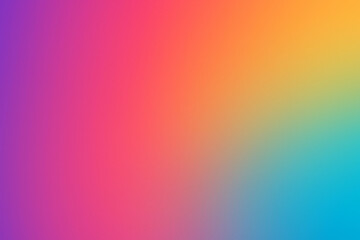 A soft, horizontal gradient background transitions smoothly from **vibrant purple** on the left, through **pink and orange**, to **bright yellow and cyan** on the right. The colors blend beautifully, 