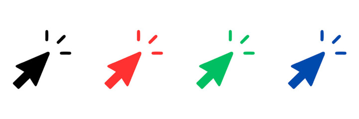 Set of mouse pointer icons, icons of mouse cursor, set of mouse click, set of click icons