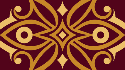 Ornate Gold and Maroon Symmetrical Abstract Design vector illustration