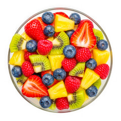Fresh fruit salad bowl assortment isolated on transparent background