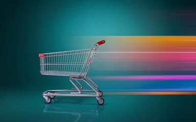 Shopping Cart with Speed Lines Effect supermarket cart
